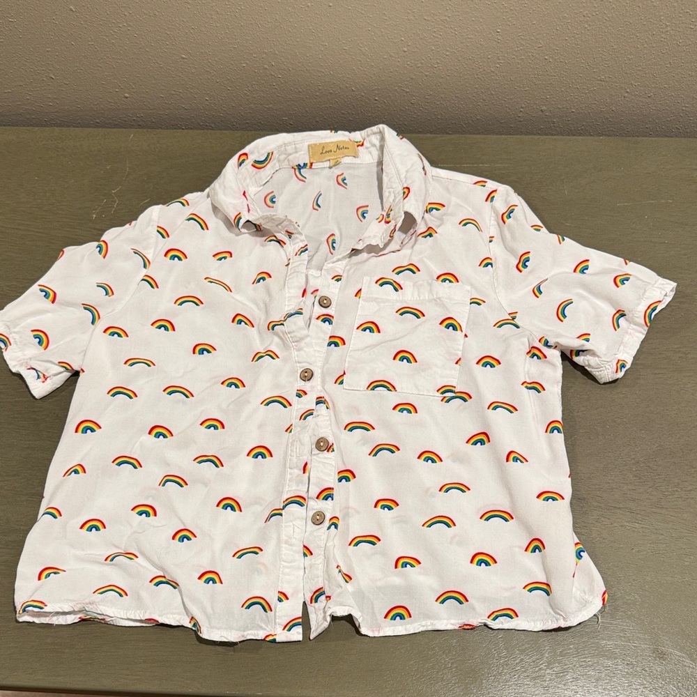 Love Notes White Shirt with Rainbow Print